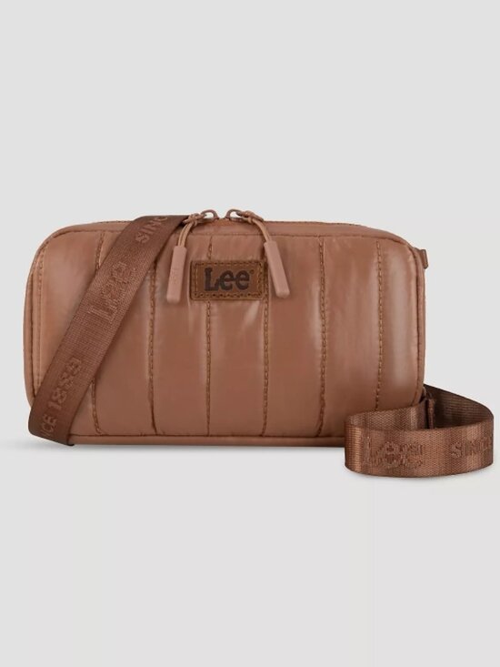 Lee Handbags - Lee Quilted Puffer Wristlet/Crossbody Bag Brown